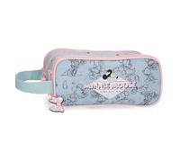 Joumma Bags Disney Minnie American Darling Estuches, bandoleras, Azul y Rosa, organizar y Llevar recogidos los lápices y bolígrafos, Varios Compartimentos.