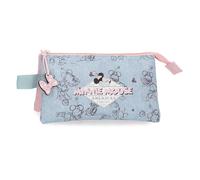 Joumma Bags Disney Minnie American Darling Estuches, bandoleras, Azul y Rosa, organizar y Llevar recogidos los lápices y bolígrafos, Varios Compartimentos.
