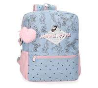 Joumma Bags Disney Minnie American Darling Mochila Infantil, Azul y Rosa, Fabricada en Poliéster, Tirantes Ajustables para llevarla cómodamente, Varios Compartimentos, con Llavero pompón Rosa