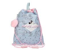 Joumma Bags Disney Minnie American Darling Mochila Infantil, Azul y Rosa, Fabricada en Poliéster, Tirantes Ajustables para llevarla cómodamente, Varios Compartimentos, con Llavero pompón Rosa