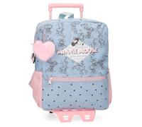 Joumma Bags Disney Minnie American Darling Mochila Infantil, Azul y Rosa, Fabricada en Poliéster, Tirantes Ajustables para llevarla cómodamente, Varios Compartimentos, con Llavero pompón Rosa