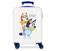 Joumma Bluey Happy Bluey Maleta de Cabina Blanco 38x55x20 cm Rígida ABS Cierre de combinación Lateral 34L 2,6kg 4 Ruedas Dobles Equipaje de Mano