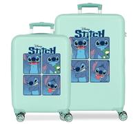Joumma Disney Adorable Stitch Juego de Maletas Azul 55/65 cms Rígido 6 kgs Cierre de combinación Lateral ABS 6 kgs 90L Equipaje de Mano