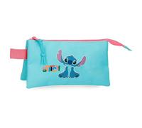 Joumma Disney Aloha Stitch Estuche Triple Azul 22x12x5 cms Poliéster