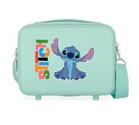 Joumma Disney Aloha Stitch Maleta Infantil Maleta cabina Azul blanco Rígida ABS Cierre de combinación lateral 4 Ruedas Equipaje de Mano