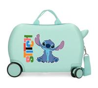 Joumma Disney Aloha Stitch Maleta Infantil Maleta cabina Azul blanco Rígida ABS Cierre de combinación lateral 4 Ruedas Equipaje de Mano
