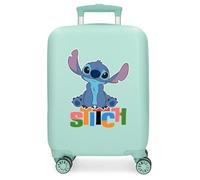 Joumma Disney Aloha Stitch Maleta Infantil Maleta cabina Azul blanco Rígida ABS Cierre de combinación lateral 4 Ruedas Equipaje de Mano