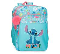 Joumma Disney Aloha Stitch Mochila para portátil 13,3" Doble Compartimento Adaptable a Carro Azul 30x40x13 cms Poliéster