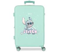 Joumma Disney Lovely Stitch Maleta Infantil Maleta Cabina Azul Blanco Rígida ABS Cierre de combinación Lateral 4 Ruedas Equipaje de Mano
