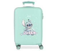 Joumma Disney Lovely Stitch Maleta Infantil Maleta Cabina Azul Blanco Rígida ABS Cierre de combinación Lateral 4 Ruedas Equipaje de Mano