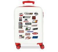 Joumma Disney Mickey Racing Maleta de Cabina Blanco 38x55x20 cm Rígida ABS Cierre de combinación Lateral 34L 2,6kg 4 Ruedas Dobles Equipaje de Mano
