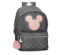 Joumma Disney Mickey Studs Mochila Escolar para Portátil Adaptable Negro 31x44x15 cms Poliéster 20,46L