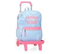 Disney Joumma Mickey Vibes Mochila Escolar con Carro Azul 30x38x12 cms Poliéster 13,68L