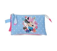 Joumma Disney Estuche triple Minnie Flowers Azul claro 22x12x5 cm Poliéster