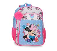 Disney Mochila escolar Minnie Flowers adaptable a carro Azul claro 30x40x13 cm Poliéster 15,6L