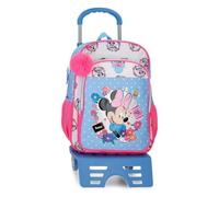 Joumma Disney Minnie Flowers Mochila Escolar con Carro Azul Claro 30x40x13 cm Poliéster 15,6L