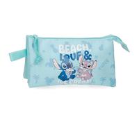Joumma Disney Stitch Beach & Love Estuche Triple Turquesa Verde 22x12x5 cm Poliéster