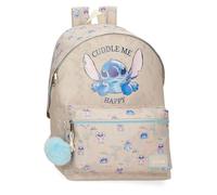 Joumma Disney Stitch Cuddle Me Happy Mochila Escolar Adaptable a Carro Beige 31x44x15 cms Poliéster