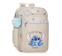 Joumma Disney Stitch Cuddle Me Happy Mochila Escolar Beige 30x38x12 cms Poliéster