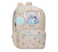 Joumma Disney Stitch Cuddle Me Happy Mochila Escolar Beige 32x44x17 cms Poliéster