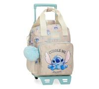 Joumma Disney Stitch Cuddle Me Happy Mochila Preescolar con Carro Beige 23X28X10 cms Poliéster