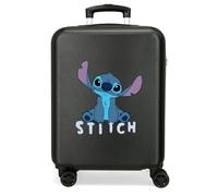 Disney Joumma Stitch Cute Maleta de Cabina Negro 38x55x20 cms Rígida ABS Cierre de combinación Lateral 35L 2 kgs 4 Ruedas Dobles Equipaje Mano