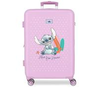 Joumma Disney Stitch from Hawaii Maleta Mediana Lila 46x65x23 cm Rígida ABS Cierre de combinación Lateral 56L 3,1kg 4 Ruedas Dobles