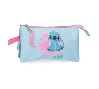 Joumma Disney Stitch Hearts Estuche Triple Azul 22x12x5 cms Poliéster