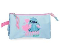 Joumma Disney Stitch Hearts Estuche Triple Azul 22x12x5 cms Poliéster