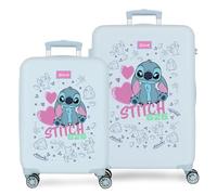Joumma Disney Stitch Hearts Juego de Maletas Azul 55/65 cms Rígido 6 kgs Cierre de combinación Lateral ABS 6 kgs 91L Equipaje de Mano