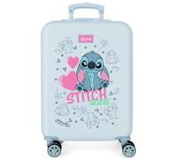 Joumma Disney Stitch Hearts Maleta de Cabina Azul 38x55x20 cms Rígida ABS Cierre de combinación Lateral 35L 2 kgs Equipaje de Mano
