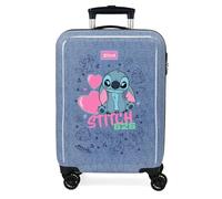 Joumma Disney Stitch Hearts Maleta de Cabina Azul 38x55x20 cms Rígido 2 kgs Cierre de combinación Lateral ABS 2 kgs 35L Equipaje de Mano
