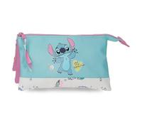 Joumma Disney Stitch Little Destruction Estuche Triple Turquesa Verde 22x12x5 cm PVC