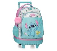 Joumma Disney Stitch Little Destruction Mochila Compact 2 Ruedas Turquesa Verde 32x45x21 cm PVC