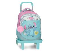 Joumma Disney Stitch Little Destruction Mochila Escolar Doble Compartimento con Carro 15,6" Pulgadas Turquesa Verde 28x42x14 cm PVC 16,46L