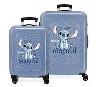 Joumma Disney Stitch You Are Magical Juego de Maletas Azul 55/65 cms Rígido 6 kgs Cierre de combinación Lateral ABS 6 kgs 91L Equipaje de Mano