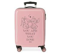 Disney Joumma Stitch You Love Maleta de Cabina Rosa 38x55x20 cms Rígida ABS Cierre de combinación Lateral 34L 2 kgs 4 Ruedas Equipaje Mano