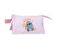 Joumma Disney Stitch You & Me Estuche Triple Malva 22x12x5 cm Poliéster