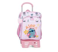 Joumma Disney Stitch You & Me Mochila Escolar Doble Compartimento con Carro Malva 30x40x13 cm Poliéster 15,6L