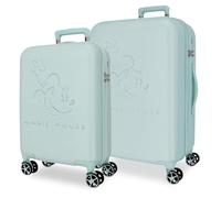 Joumma Disney Traveling with Minnie Juego de Maletas Turquesa Azul 44x65x26 cm Rígida ABS Cierre de combinación Integrado 95L 5,8kg 4 Ruedas Dobles Equipaje de Mano