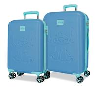 Joumma Disney Travelling with Stitch Juego de Maletas Azul 55/60 cms Rígido 6,26 kgs Cierre TSA ABS 6,26 kgs 100,64L Equipaje de Mano