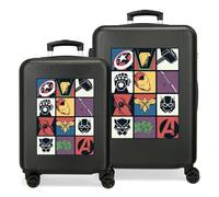 Joumma Marvel Avengers Power Squad Juego de Maletas Negro 46x65x23 cm Rígida ABS Cierre de combinación Lateral 91L 5,6kg 4 Ruedas Dobles Equipaje de Mano