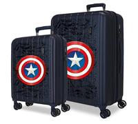 Joumma Marvel Captain America Juego de Maletas Azul 55/65 cms rígida 6,8 kgs Cierre TSA Integrado ABS 6,8 kgs 109L Extensible Equipaje de Mano