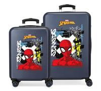 Joumma Marvel Graffity of Spiderman Juego de Maletas Azul 55/65 cms Rígido 6 kgs Cierre de combinación Lateral ABS 6 kgs 91L Equipaje de Mano