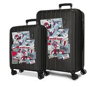 Joumma Marvel Spiderman Comic Juego de Maletas Negro 55/65 cms rígida 6,8 kgs Cierre TSA Integrado ABS 6,8 kgs 109L Extensible Equipaje de Mano