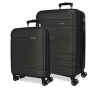 Joumma Movom Galaxy Juego de Maletas Negro 55/68 cm Rígida ABS Candado de combinación Integrado 111L 6,5kg 4 Ruedas Dobles Extensible Equipaje de Mano