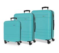 Joumma Movom Galaxy Juego de Maletas Turquesa Azul 55/68/78 cm Rígida ABS Candado de combinación Integrado 221L 11,4kg 4 Ruedas Dobles Extensible Equipaje de Mano