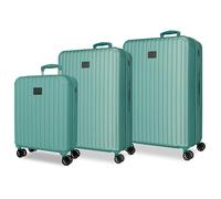 Joumma Movom Timber Juego de Maletas Turquesa Verde 55/68/78 cm Rígida ABS Candado combinación Integrado 217L 11,1kg 4 Ruedas Dobles Extensible Equipaje de Mano