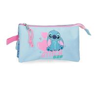 Joumma Disney Stitch Hearts Estuche Triple Azul 22x12x5 cms Poliéster