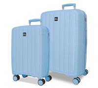 Joumma Roll Road Acadia Juego de Maletas Azul Claro 55/65 cm Rígida Polipropileno Candado de combinación Integrado 105L 6kg 4 Ruedas Dobles Extensible Equipaje de Mano